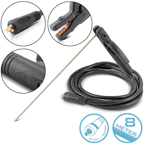 STAHLWERK MMA ARC Porte-électrode 200 A avec 8 m de câble de soudage 25 mm² 9 mm Mandrin