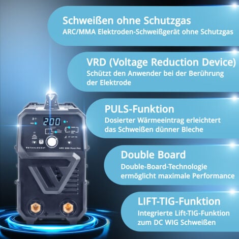STAHLWERK Poste à souder ARC 200 Puls Pro MMA E Hand Lift TIG fonction pulse 200 A