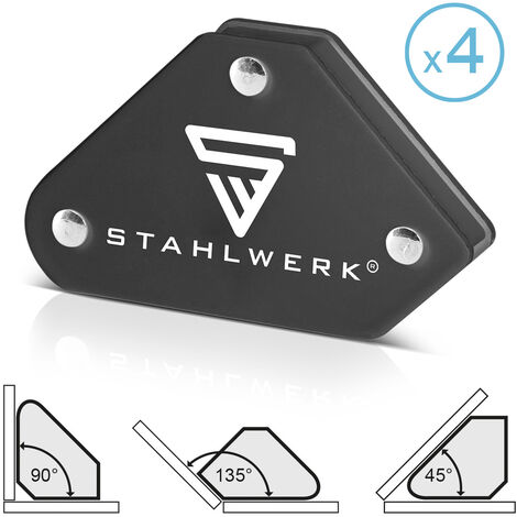 STAHLWERK Kit de 6 équerres de soudure magnétiques 4 kg 9 lbs + pince de  masse