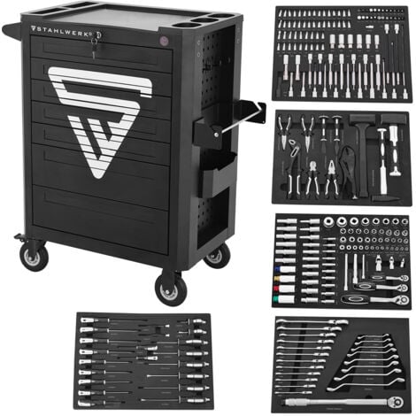 STAHLWERK Chariot d'atelier SHARK Chariot à outils Chariot de montage 235 outils CrV