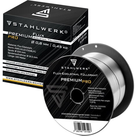 STAHLWERK Fil fourré FLUX acier inoxydable E308LFC 0,8 mm 0,45 kg bobine de fil