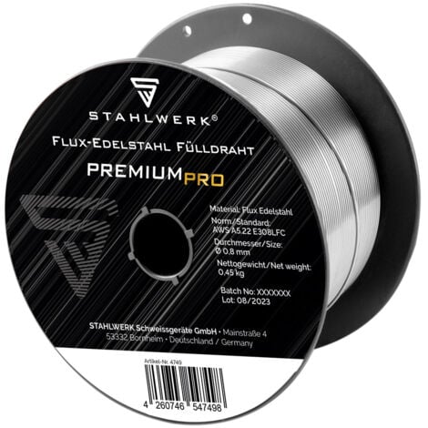 STAHLWERK Fil fourré FLUX acier inoxydable E308LFC 0,8 mm 0,45 kg bobine de fil