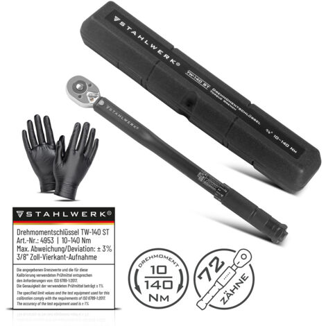 STAHLWERK Clé dynamométrique TW-140 ST 10-140 Nm 3/8" pouce Cliquet réversible