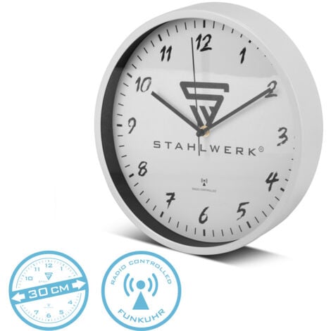 STAHLWERK Horloge murale 30 cm horloge d'atelier blanche avec