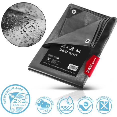 Bâche De Couverture étanche Protection En PE Avec Oeillets 2x3 M 260 G M%c2%b2 Gris