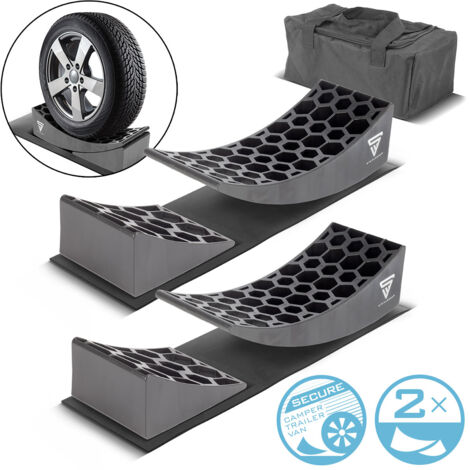 STAHLWERK Lot De 2 Cales De Marche GT-13 - Capacité De Charge De 3 T - 700 X 200 X 78 Mm - Cale De Roue Et Rampe D'accès