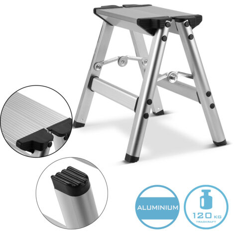 Stahlwerk – Escabeau pliant 1 marche en aluminium – Capacité de charge 120 kg – Hauteur 30,5 cm – Poids léger 0,9 kg – Norme EN 131 (1/5)