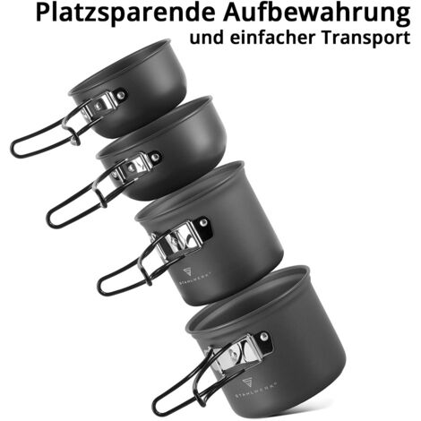 BILIPLE Kit de Casseroles Camping 11 Pièces Pot de Camping en Acier