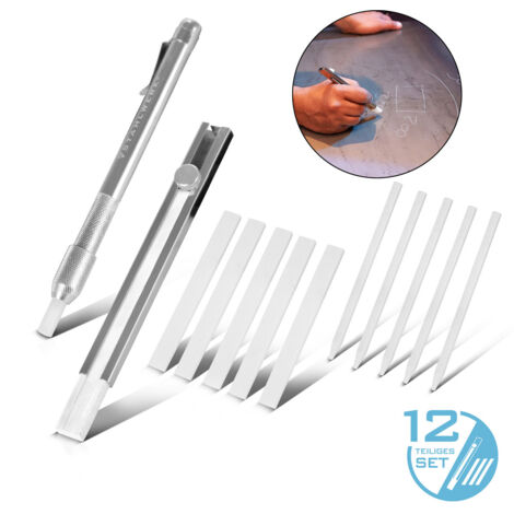 STAHLWERK Set de craie de soudure 12 pièces, porte-craie en aluminium, rechargeable