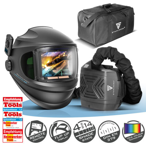 STAHLWERK Casque de soudage automatique MASTER AIR Système d'air frais TH3 Protection respiratoire PAPR