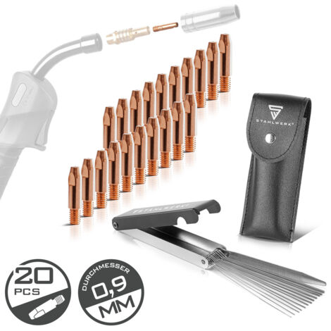 STAHLWERK MIG MAG Buses de courant AK25 MB25 KD24 MB24 20 pièces 0,8 mm avec aiguilles de buse