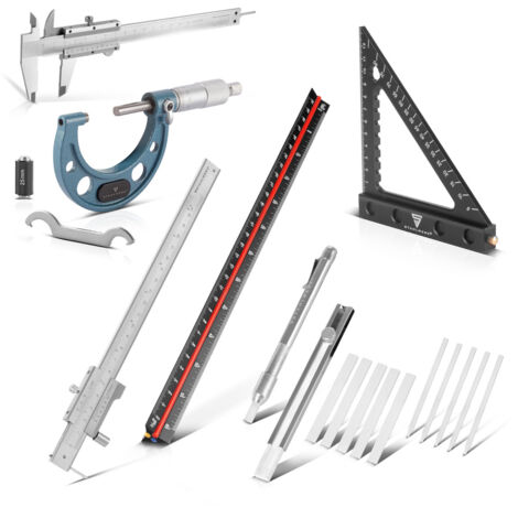 STAHLWERK Jeu d'outils de mesure et de traçage de précision 6 pcs.