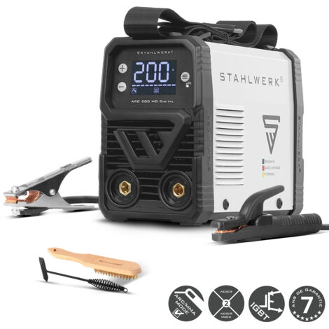STAHLWERK Poste à souder à l'électrode ARC 200 MD Digital – MMA & Lift-TIG (DC) jusqu'à 200 A, utilisation flexible sans gaz, ARC-Force, Hotstart, Anti-Stick, Smart Cooling & protection surchauffe