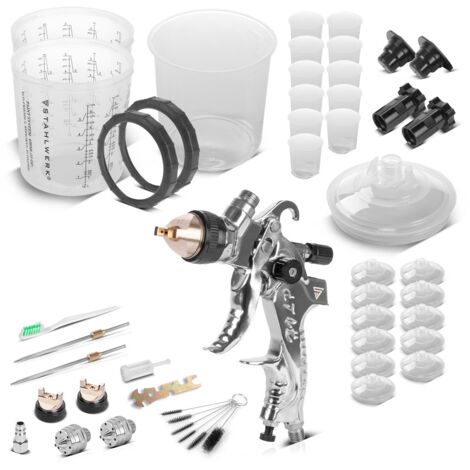 STAHLWERK Kit de peinture Pistolet HVLP avec 25 godets de mélange 650 ml (1/5)