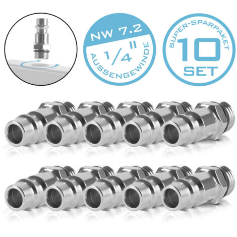 STAHLWERK Set de 10 raccords rapides pour air comprimé NW 7.2 1/4 pouce (1/5)