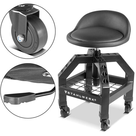 STAHLWERK Tabouret d'atelier réglable en hauteur VWH-300 ST pouvant supporter jusqu'à 136 kg