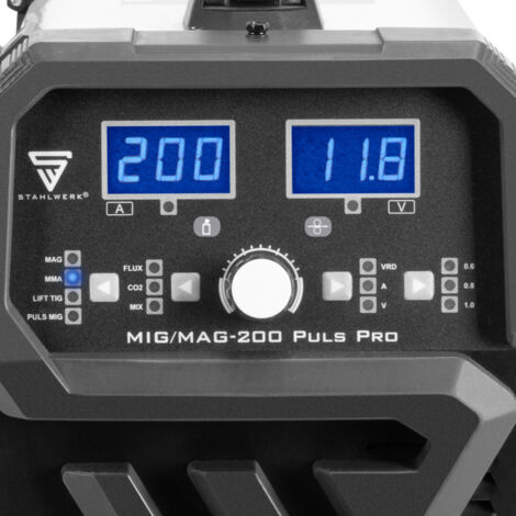 STAHLWERK Poste de soudage MIG MAG 200 Puls Pro IGBT Appareil combiné sous gaz protecteur avec 200 A