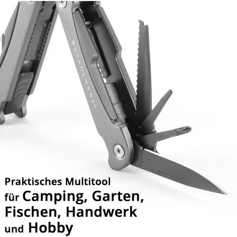 STAHLWERK Multitool 13 Tools Marteau Pince Couteau de poche Outil