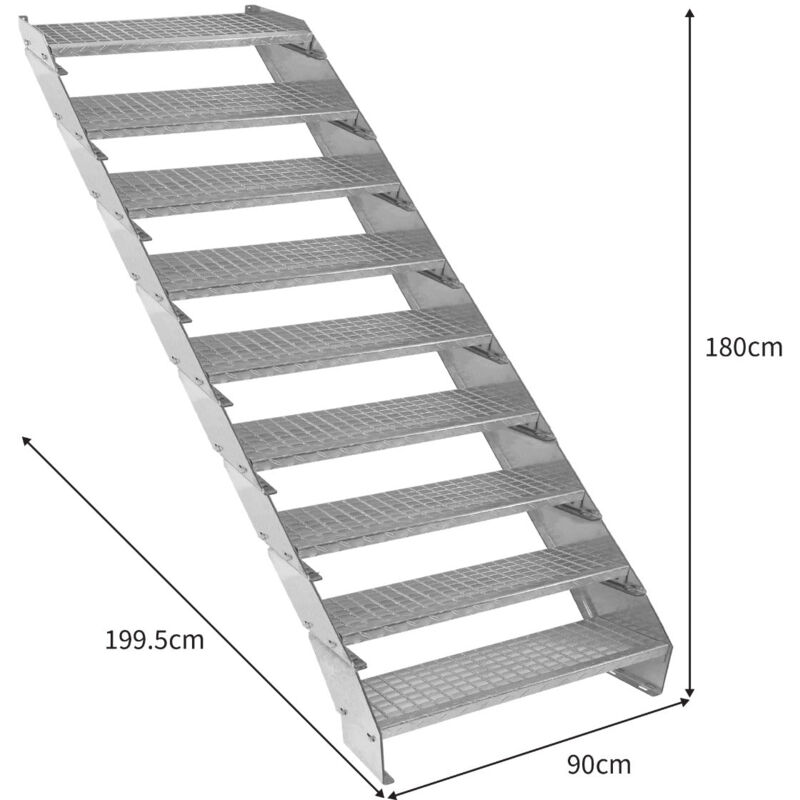 Scala A Griglia 900x270 Mm – Maglie 30x30 Mm, Zincata, Antiscivolo, Resistente Alle Intemperie, Per Uso Industriale E Domestico