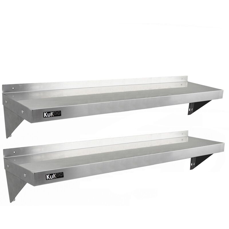 Kukoo - Ripiano con Mensole per Tavolo in Acciaio Inox da Cucina Ristorante, Acciaio Inossidabile Resistente alla Corrosione per Albergo Bar Hotel Catering Pub Largo - Doppia - 150cm