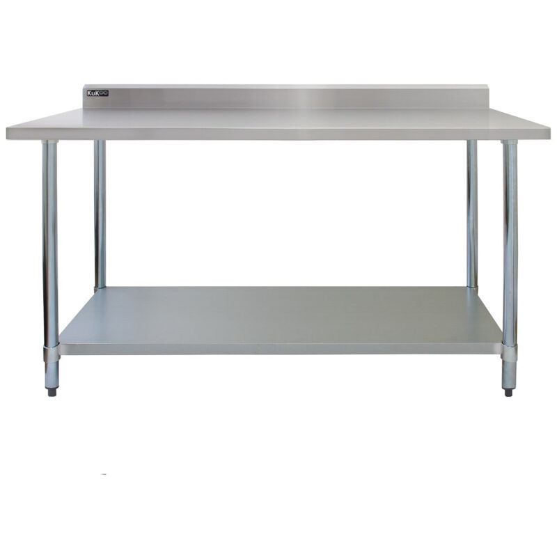 Tavolo da Cucina Commerciale 180cm & 2 Mensole a Muro da 125cm