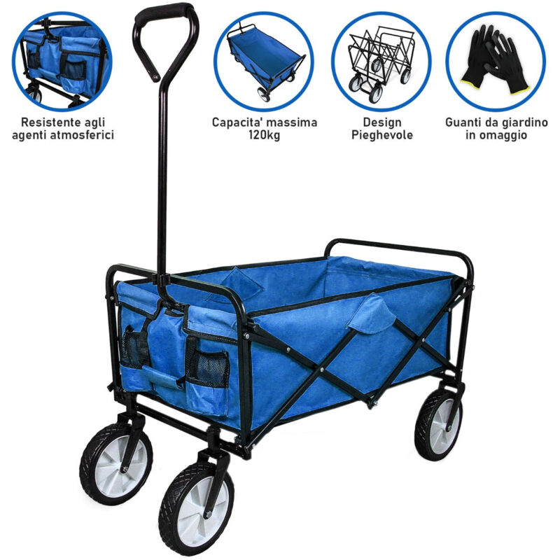 Carrello per Giardinaggio Pieghevole - Blu