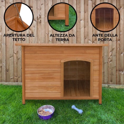 Cuccia Per Cani PawHut Legno Da Esterno - Casetta Grande Con Tetto Inclinato E Pavimento Rimovibile, Grigio 84x99x87cm