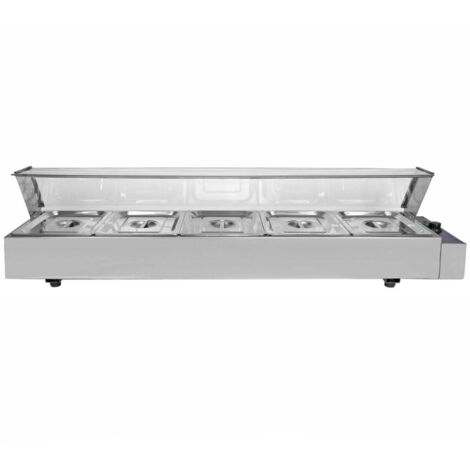 Scaldavivande Bagnomaria in Acciaio Inossidabile Espositore Bagno Maria con 5 Vaschette