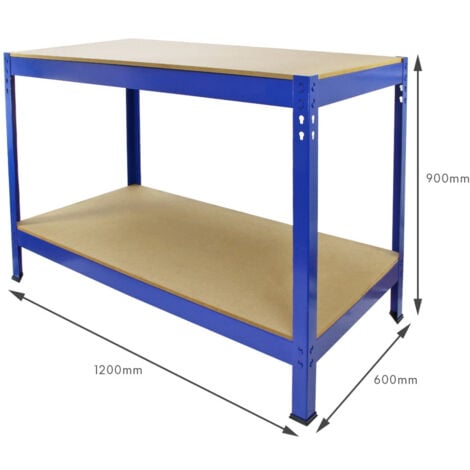 Monster Racking - Tavolo da Lavoro Q-Rax In Acciaio Senza Bulloni Blu 120cm x 60cm x 90cm