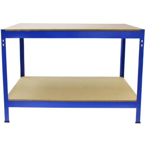 Monster Racking - Tavolo da Lavoro Q-Rax In Acciaio Senza Bulloni Blu 120cm x 60cm x 90cm