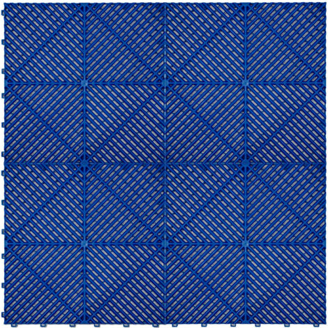 Piastrelle a incastro modulari ventilate in polipropilene blu 3,2m x 6m, antiscivolo, resistenti alle intemperie, 120 pezzi con bordi, capacità 5 tonnellate, ideale per garage e officine.