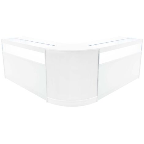 Set Banconi Iris LED Bianco B1500 CM60 con Ante Scorrevoli e Serratura 3 Mobili per Negozio con Vetrina in Vetro, Mensole Interne, Angolo Chiuso e Illuminazione Bianca (1/5)
