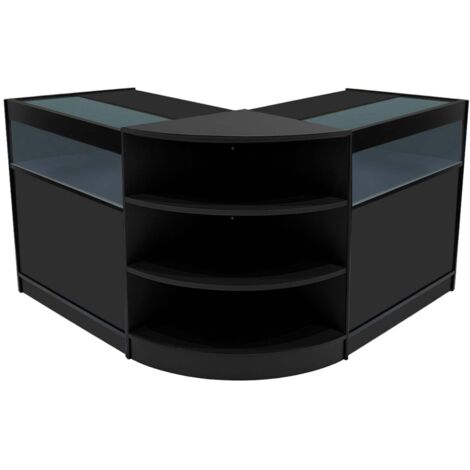 Set Bancone Nero Theseus LED B900 LM60 con Ante Scorrevoli, Chiavi, 3 Mobili Espositivi in Vetro con Ripiani Interni, Illuminazione Bianca per Negozio, Gioielli, Abbigliamento (1/5)