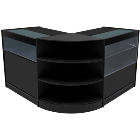 Set Banconi LED Nero Harmonia B900 C900 LM60 con Ante Scorrevoli a Chiave 3 Moduli di Arredo Vetrina in Vetro per Negozio Gioielli Abbigliamento Ripiani Interni Illuminazione Bianca (1/5)