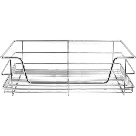 Kit 2 Cestelli Estraibili In Vimini Rattan Per Cucina, 40 Cm, Con Telaio E Binari In Faggio E Viti - Organizzatore Per Dispensa