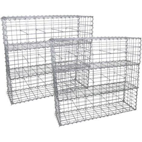 MonsterShop - 6 Gabbioni Metallici per Sassi da Giardino e da Esterno 100cm x 30cm x 30cm in Acciaio Galvanizzato (1/5)