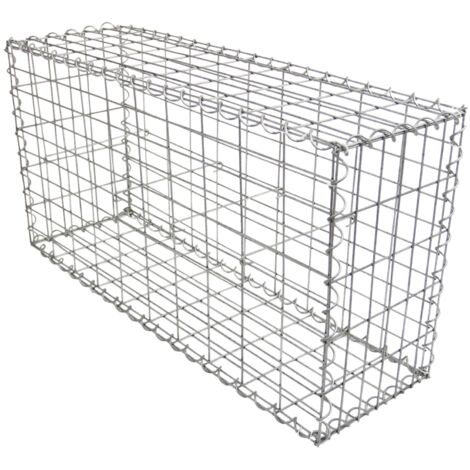 Gabbione In Acciaio Galvanizzato BAKAJI – 100x50x30 Cm, Rete 5x10 Cm, Per Muri Di Sostegno E Orti Rialzati