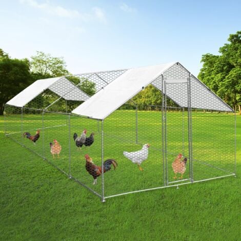 MonsterShop - Pollaio Recinzione Recinto per Capi Pollame Galline Polli Aia Animali Stia Gabbia con Tettoia Impermeabile 3x8x2m