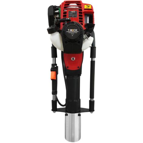 T-Mech - Battipalo con 4 Accessori Diametro 20-49mm / 100mm / 70-80mm / 50-69mm Motore Benzina 4 Tempi per Fissare Pali, Paletti e Staccionate