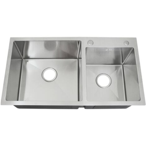 Lavello da Cucina Lavandino Cucina - Lavorato a Mano in Acciaio Inox  BV818987 - BonneVie