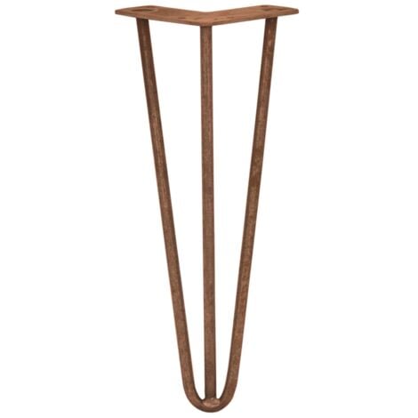 4 Gambe da Tavolo a Forcina 30.5cm - 3 Rebbi - 10mm - Rame Antico