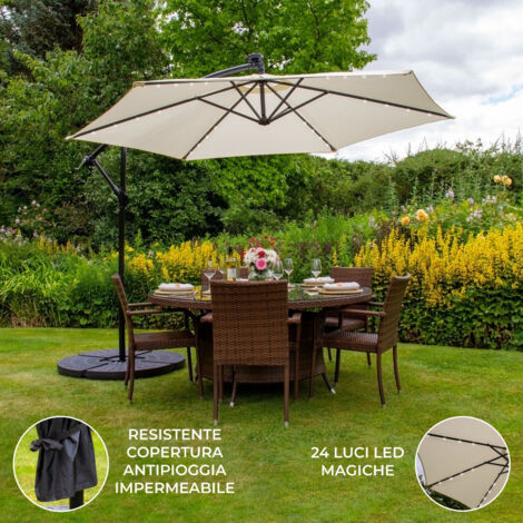 Ombrellone Da Giardino Da 27 M Con Luci Led Ad Energia Solare Parasole Con Protezione Upf 50 88892005