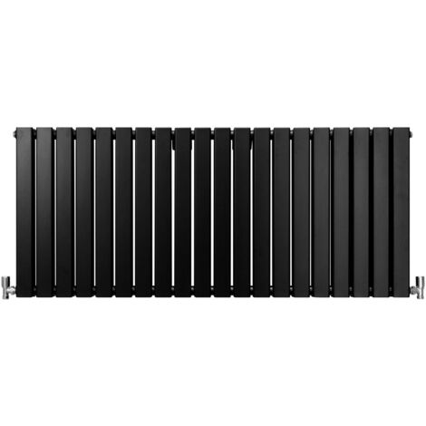 Radiatori Termosifoni in Acciaio Calorifero a Doppio Strato a Pannelli Piatti Riscaldamento Centralizzato Colonna Termosifone Orizzontale Radiatore a Parete - Nero Opaco - 60 x 140 cm
