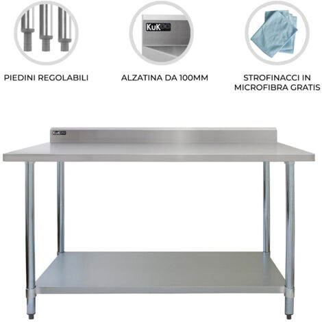 Tavolo in acciaio Inox da Cucina - 120x60x90cm