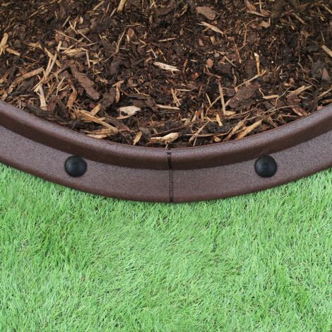 Bordo Per Prato In Plastica Effetto Pietra - 5 Moduli Da 1 Metro Per Aiuole E Giardino, Resistente Ai Raggi UV, Colore Marrone