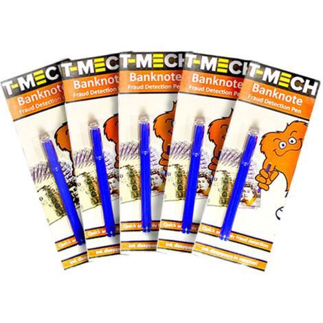 T-Mech - 5 Penne per Rivelamento Banconote False per Tutte le Valute Mondiali