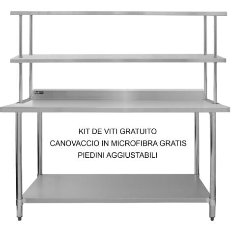 Set Tavolo e Ripiano da Cucina Ristorante KuKoo, Mensola Doppia - 180cm