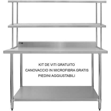 Set Tavolo e Ripiano da Cucina Ristorante KuKoo, Mensola Doppia - 150cm