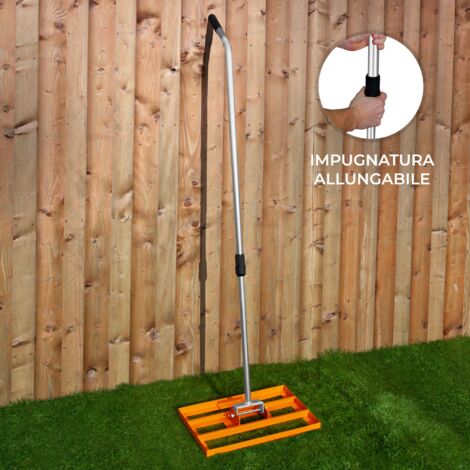 Rastrello Livellatore Per Prato In Acciaio Inox - 114 Cm, Regolabile Fino A 203 Cm, Per Terriccio, Sabbia E Fertilizzante