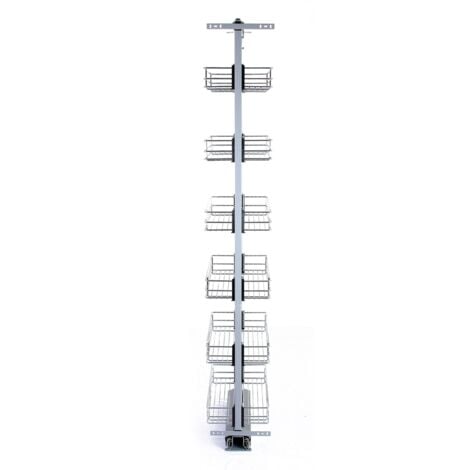 Colonna Estraibile da Cucina in Acciaio Inossidabile con 6 Cestelli  170-195cm